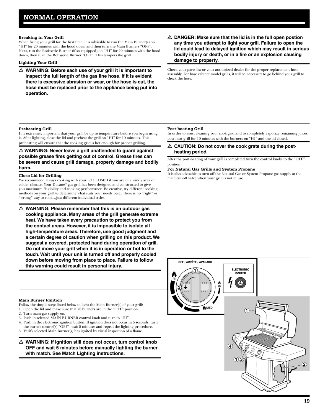 Ducane 4400 owner manual Normal Operation 