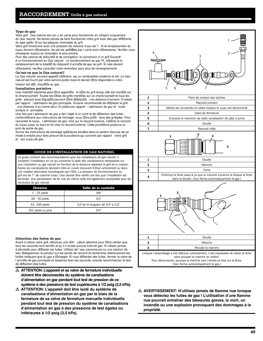 Ducane 4400 owner manual Type de gaz, Qu’est-ce que le Gaz naturel?, Installation portative, Détection des fuites de gaz 