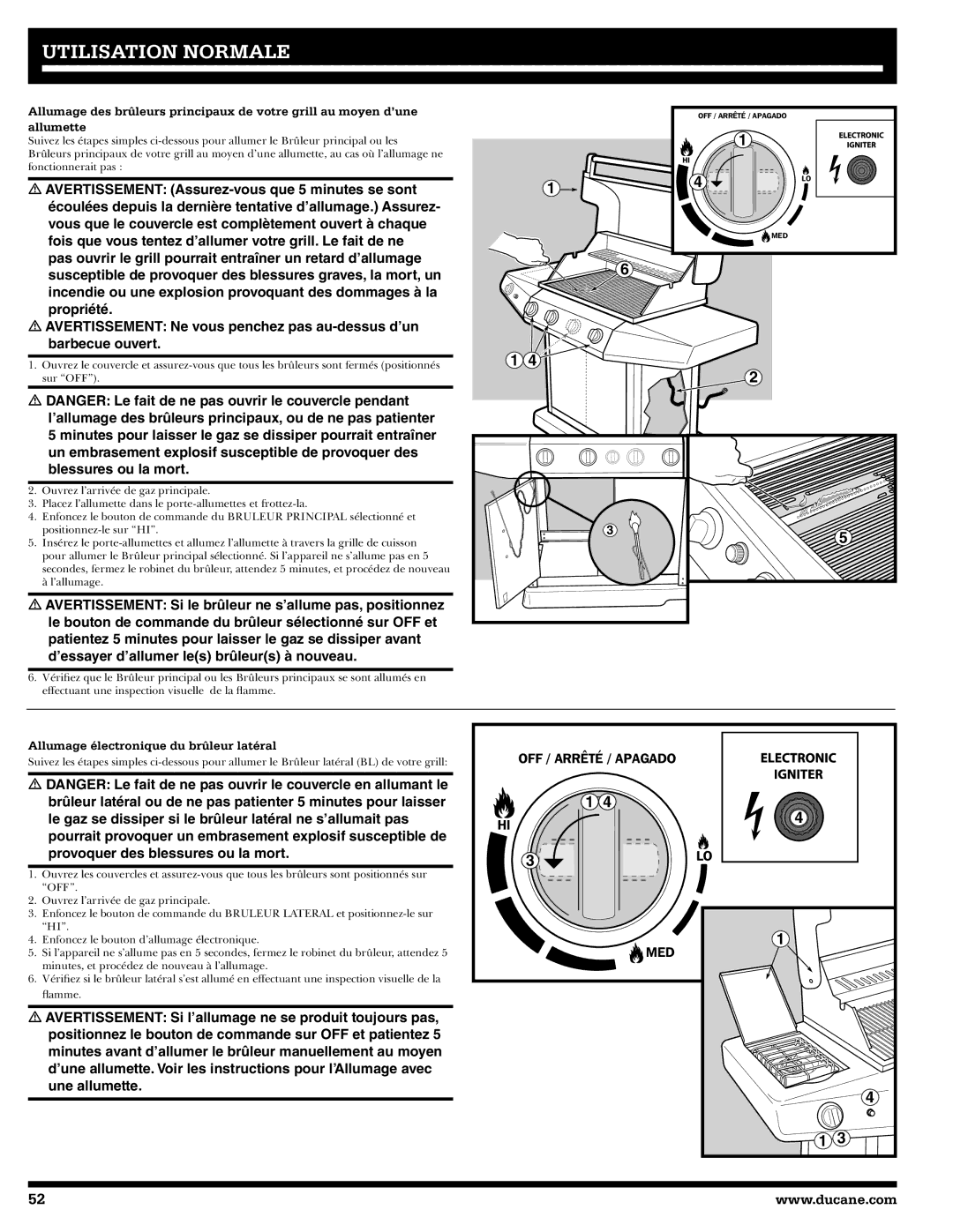 Ducane 4400 owner manual Allumage électronique du brûleur latéral 