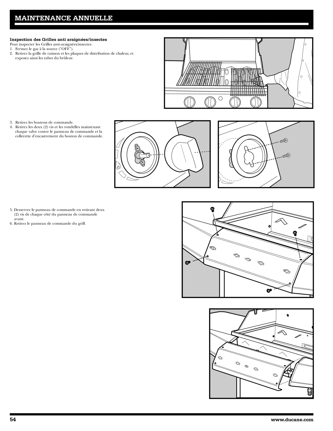 Ducane 41-4200, 31-3200, Affinity Natural Gas Grill Maintenance Annuelle, Inspection des Grilles anti araignées/insectes 