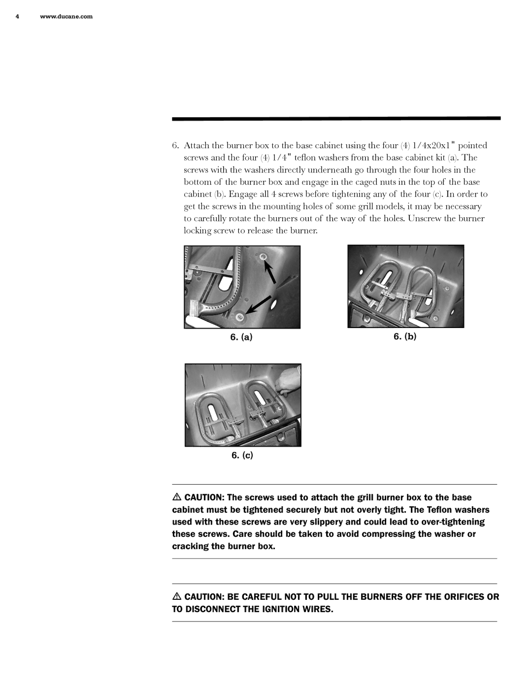 Ducane 455 square inch, Ducane 3 Burner, 545 square inch manual Cracking the burner box, To Disconnect the Ignition Wires 