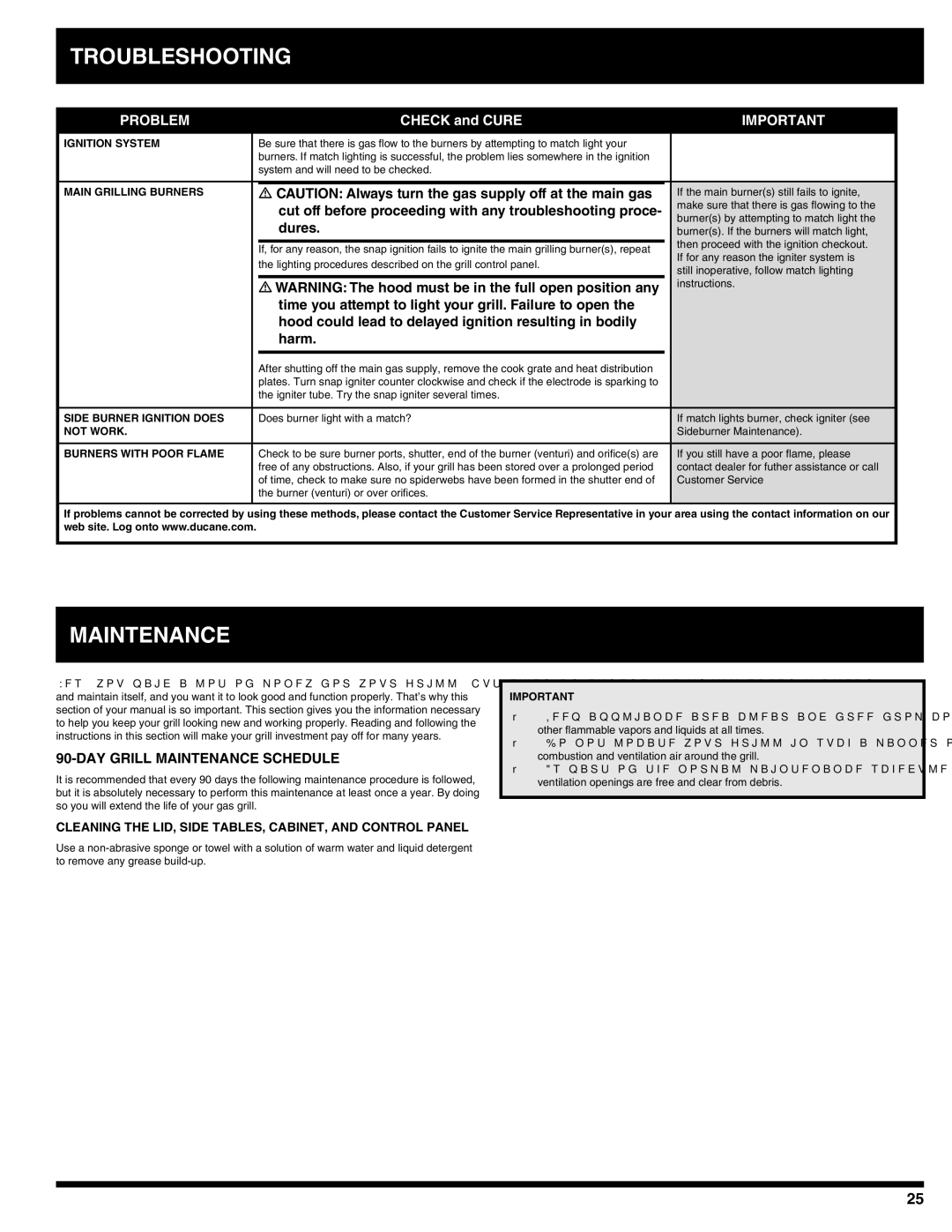 Ducane 4100, 3100, 27010332 Troubleshooting, Maintenance, Cut off before proceeding with any troubleshooting proce, Dures 