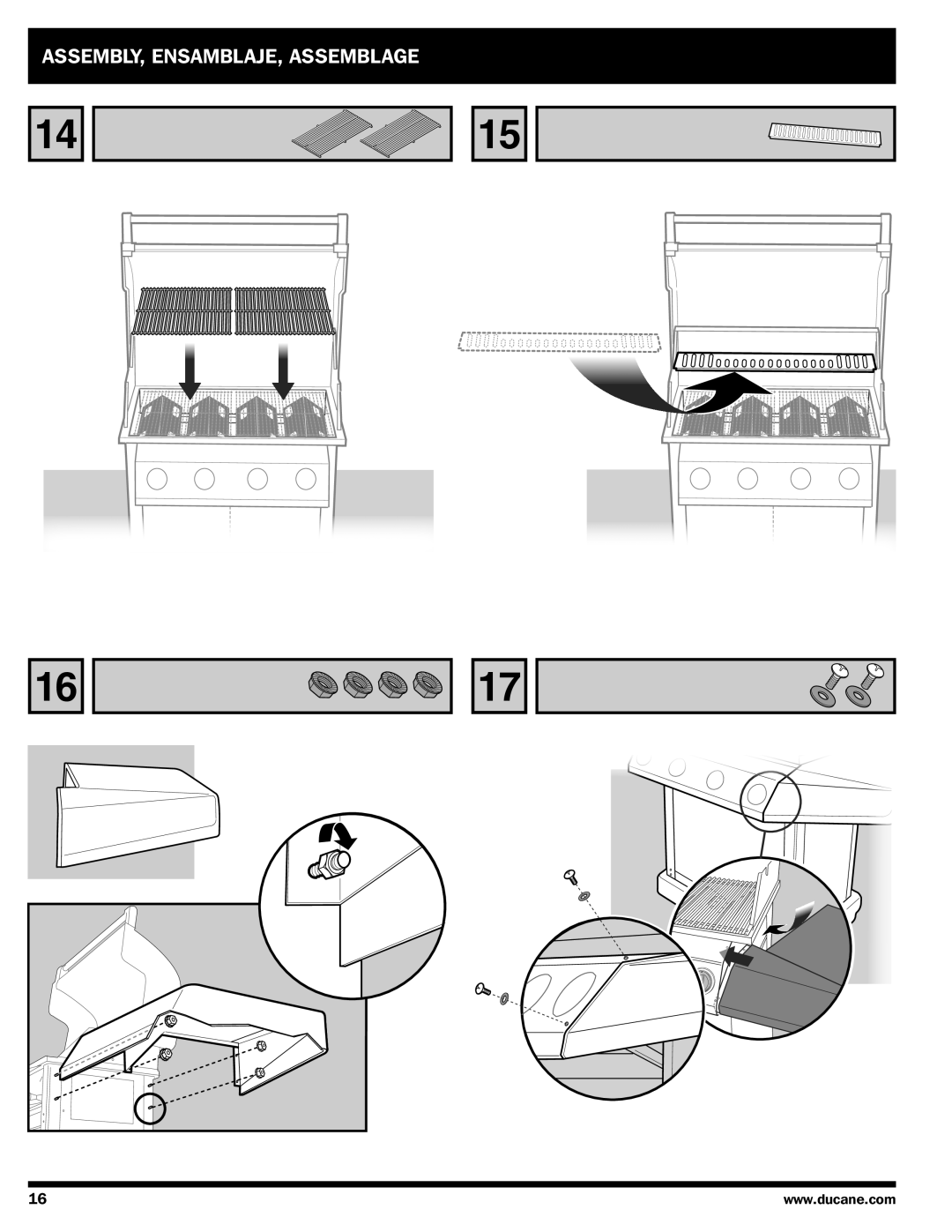 Ducane Gas Grill owner manual Assembly, ENSAMBLAJE, Assemblage 