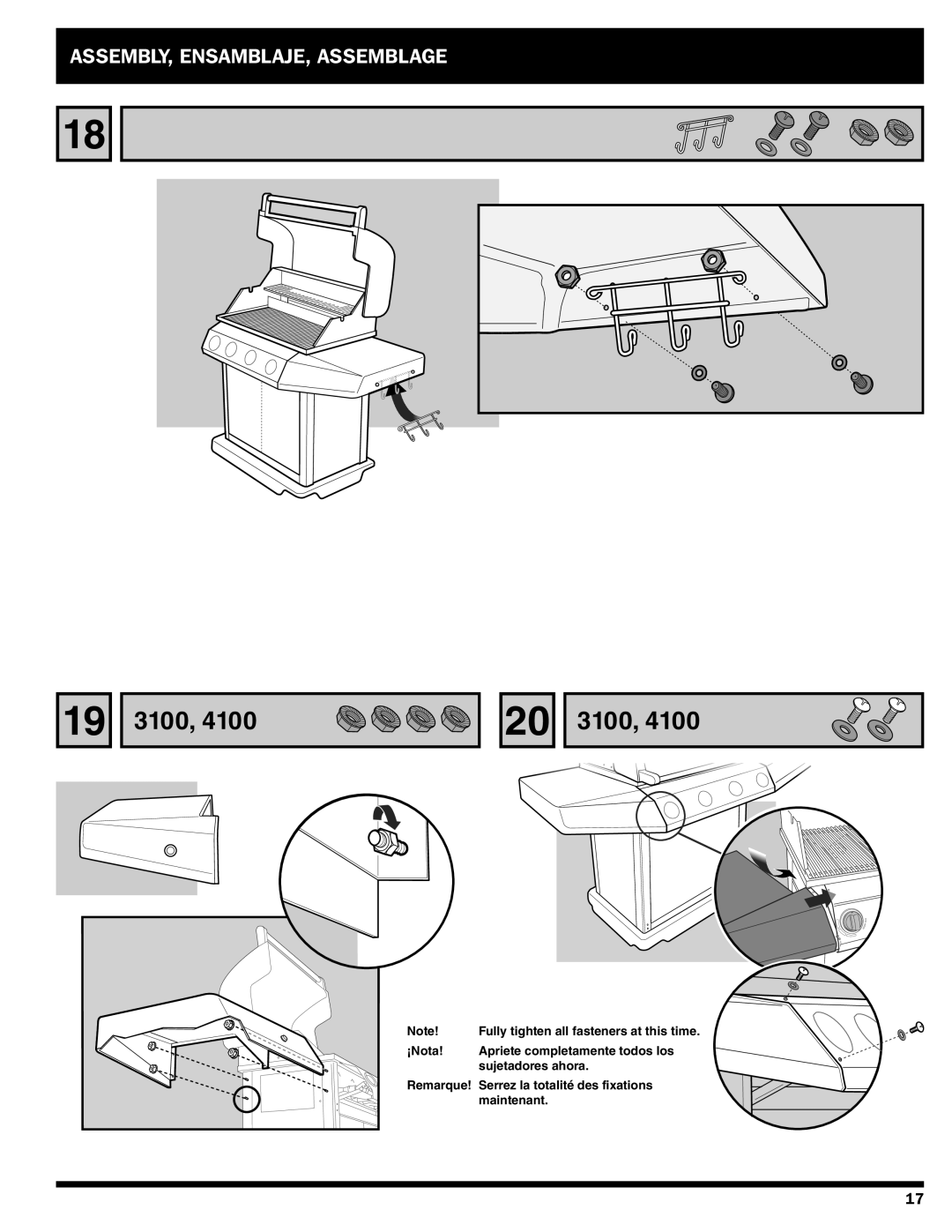 Ducane Gas Grill owner manual Fully tighten all fasteners at this time 