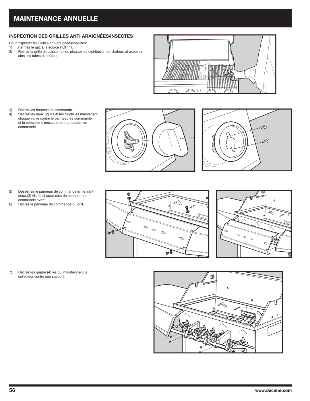 Ducane Gas Grill owner manual Maintenance Annuelle, Inspection des Grilles anti araignées/insectes 