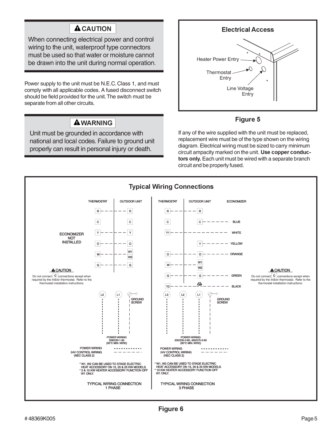 Ducane (HVAC) (2/4)SH13 warranty Electrical Access, Typical Wiring Connections 