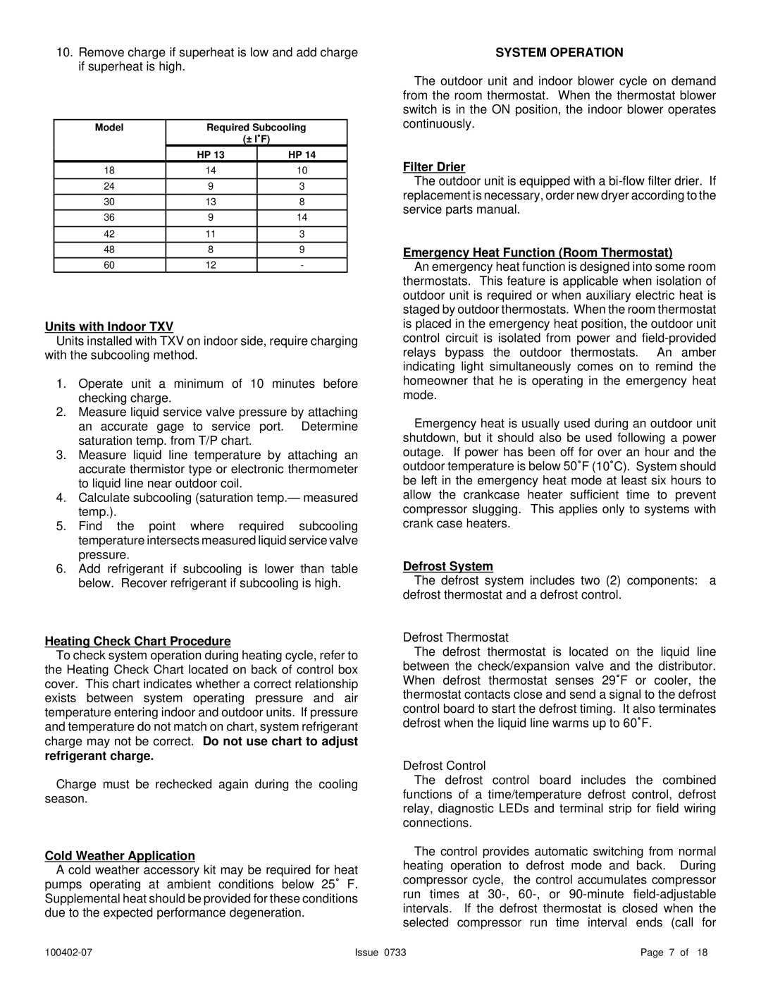 Ducane (HVAC) 2HP13 warranty System Operation 