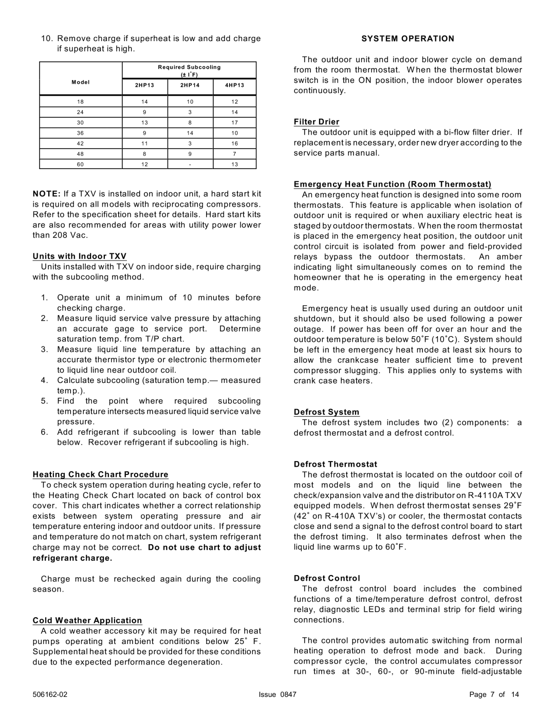 Ducane (HVAC) 2HP13/14 warranty System Operation 