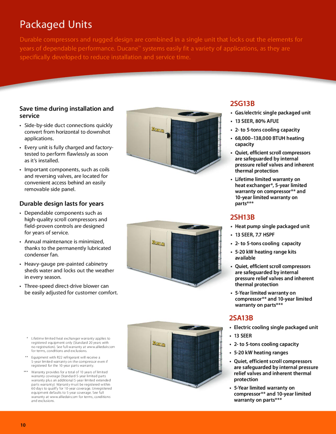 Ducane (HVAC) Air Conditioning and Heating manual Packaged Units, 2SG13B, 2SH13B, 2SA13B 