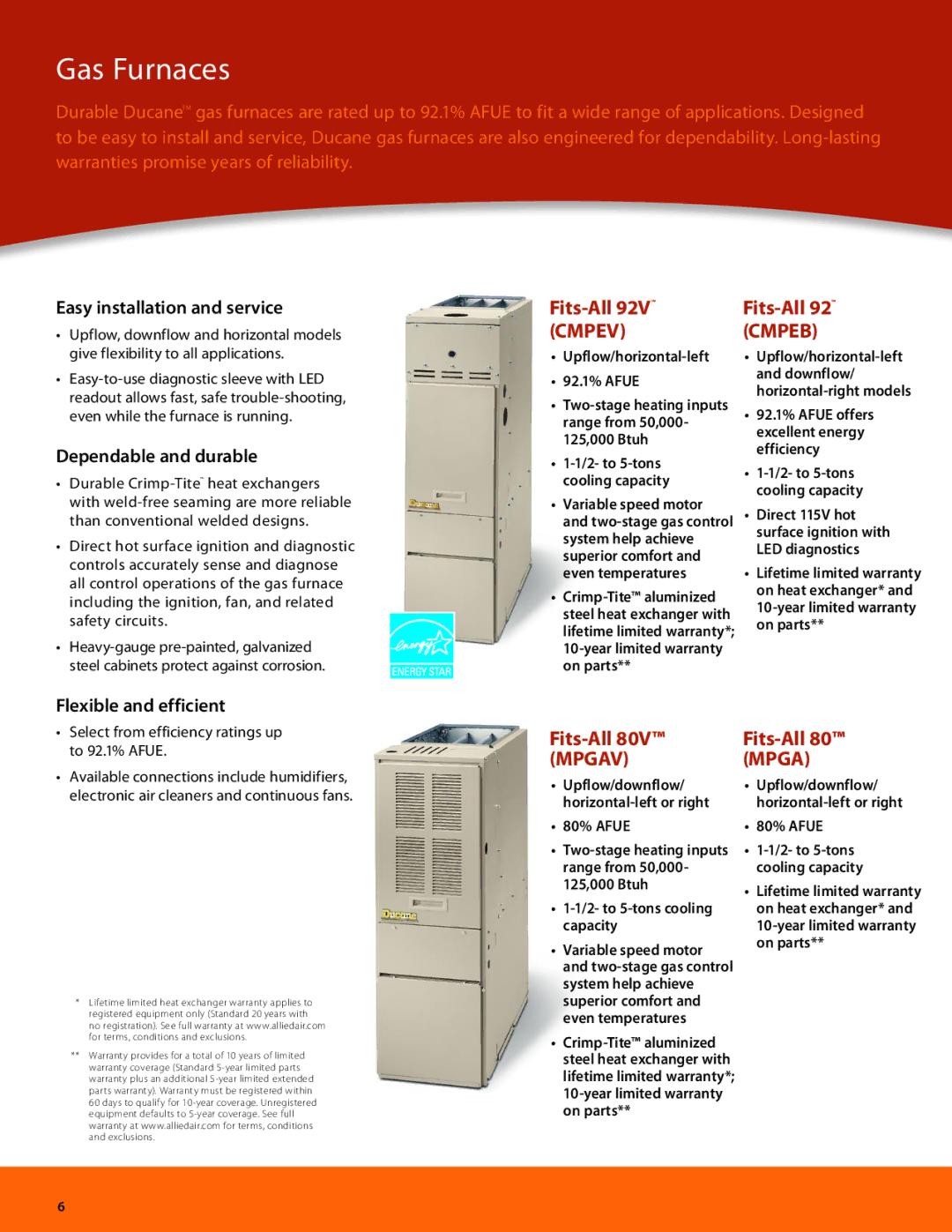 Ducane (HVAC) Air Conditioning and Heating manual Gas Furnaces, Dependable and durable, Flexible and efficient, 80% Afue 