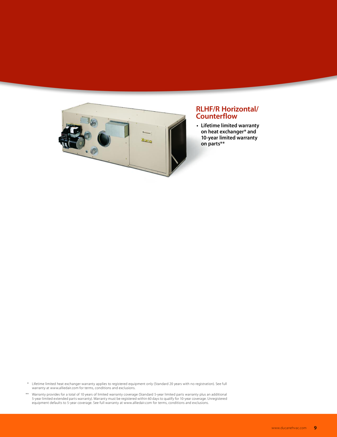 Ducane (HVAC) Air Conditioning and Heating manual RLHF/R Horizontal Counterflow 