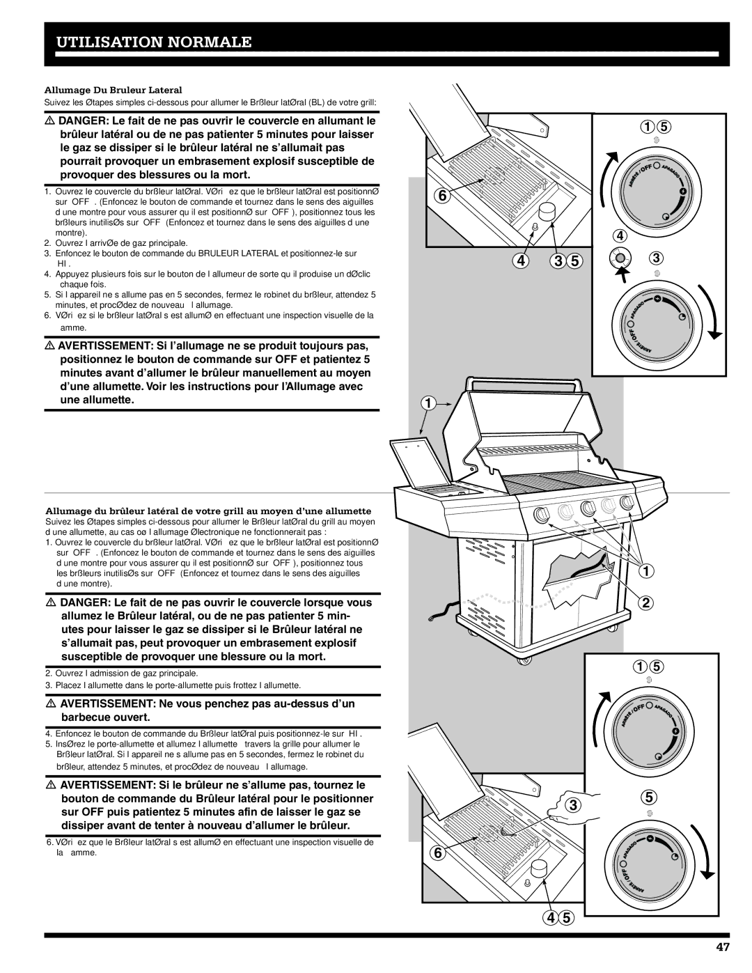 Ducane Natural Gas Grill owner manual Allumage Du Bruleur Lateral 