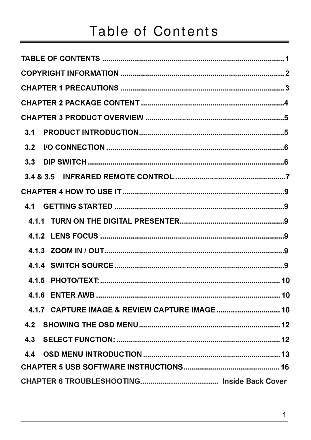 Dukane 220E manual Table of Contents 