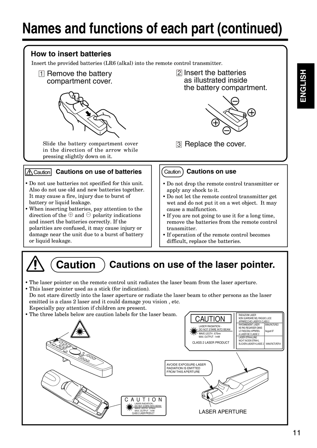 Dukane 28A8035 manual Names and functions of each part, How to insert batteries 