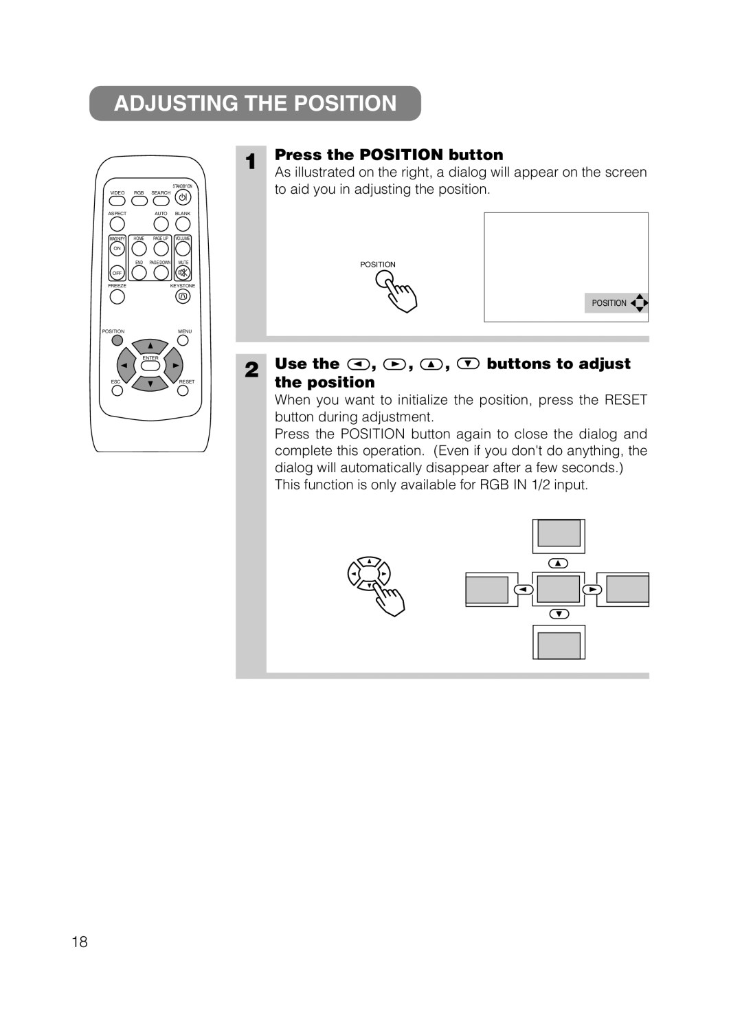 Dukane 28A8049B user manual Adjusting the Position, Press the Position button, Use Buttons to adjust Position 