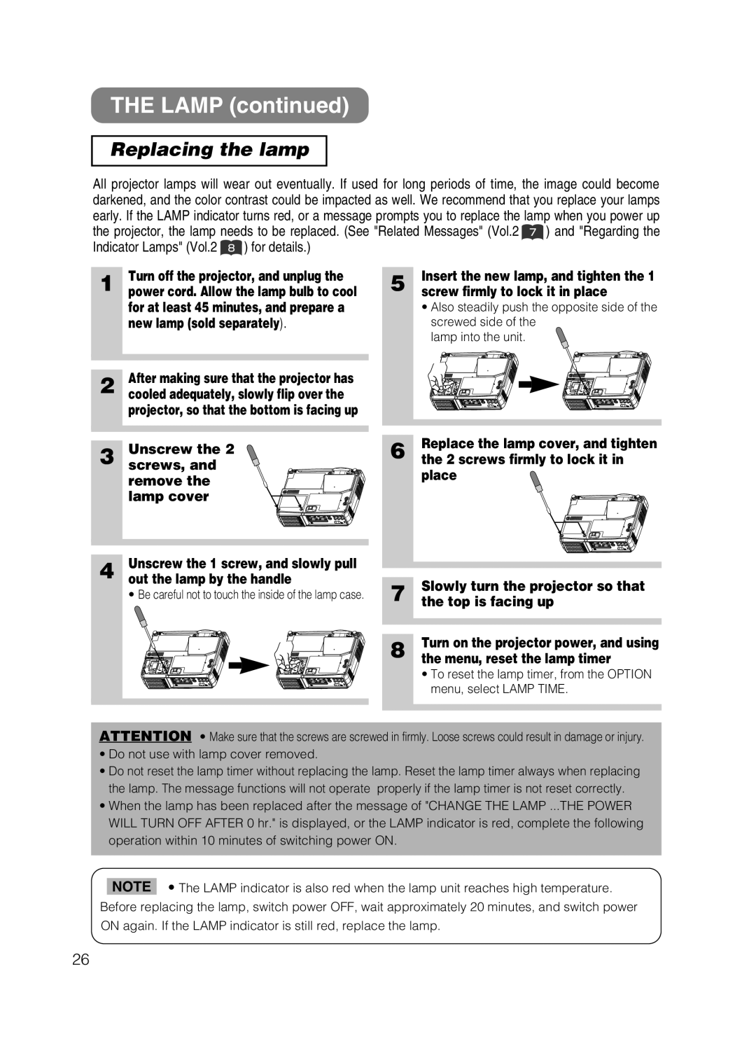 Dukane 28A8049B user manual Replacing the lamp 