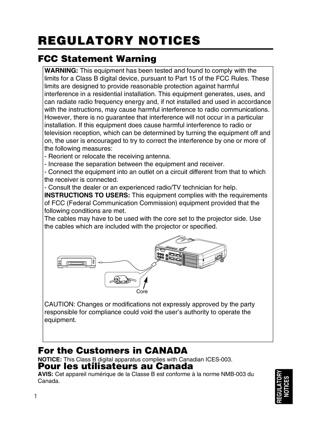 Dukane 28A8049B Regulatory Notices, FCC Statement Warning, For the Customers in CANADA, Pour les utilisateurs au Canada 