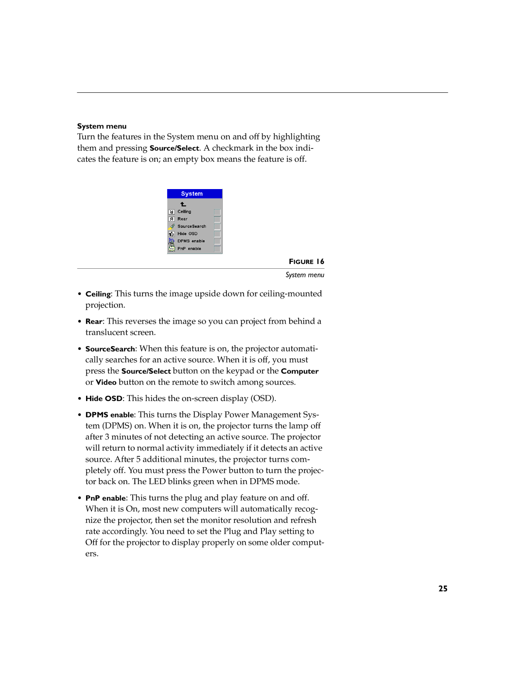 Dukane 28A8043, 28A8753 manual System menu 