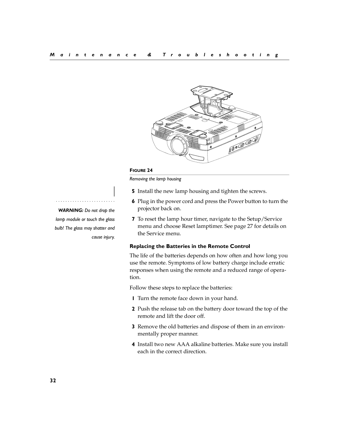 Dukane 28A8753, 28A8043 manual Replacing the Batteries in the Remote Control 