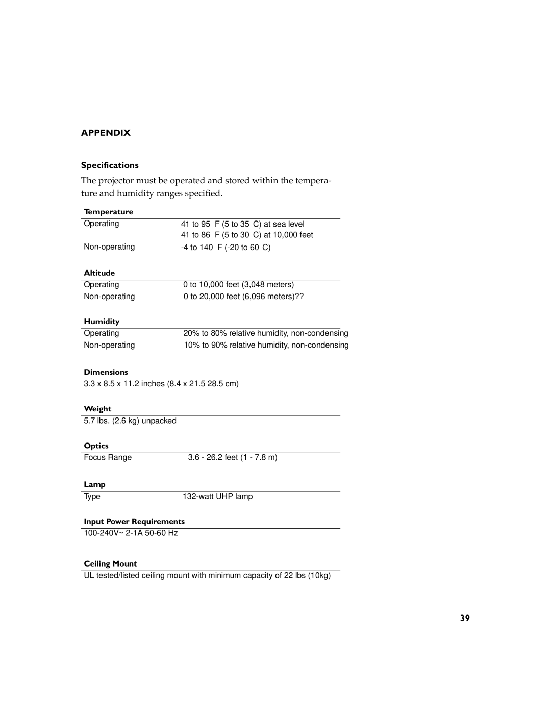 Dukane 28A8043, 28A8753 manual Appendix, Specifications 