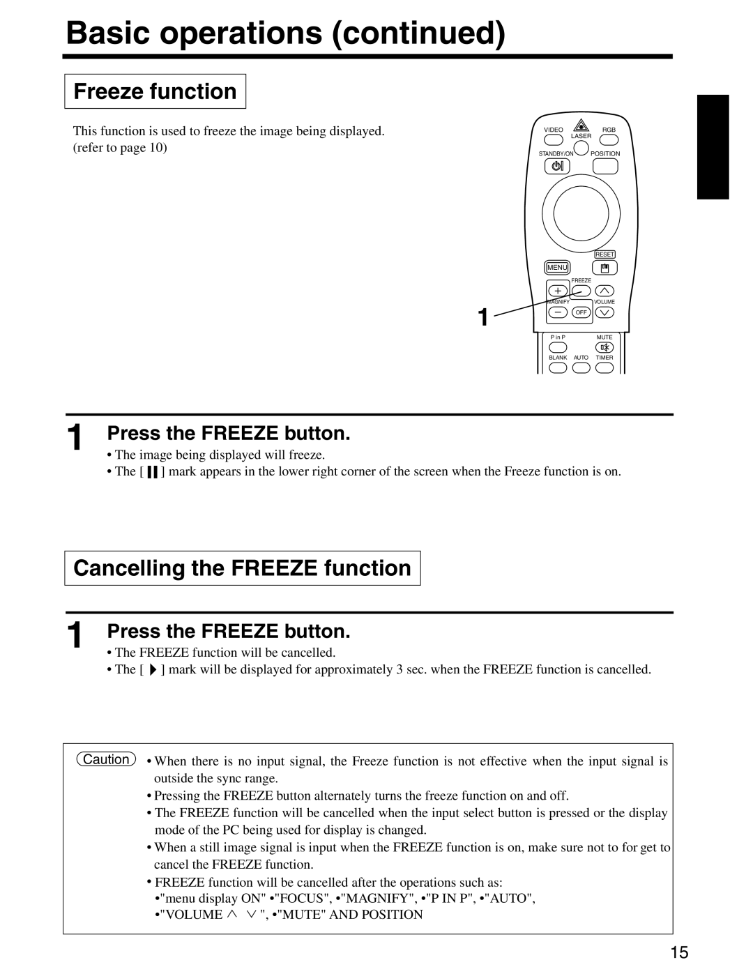 Dukane 28A8800A manual Cancelling the Freeze function, Press the Freeze button 