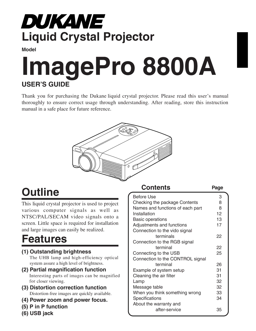 Dukane 28A8800A manual Outline, Features, Contents 