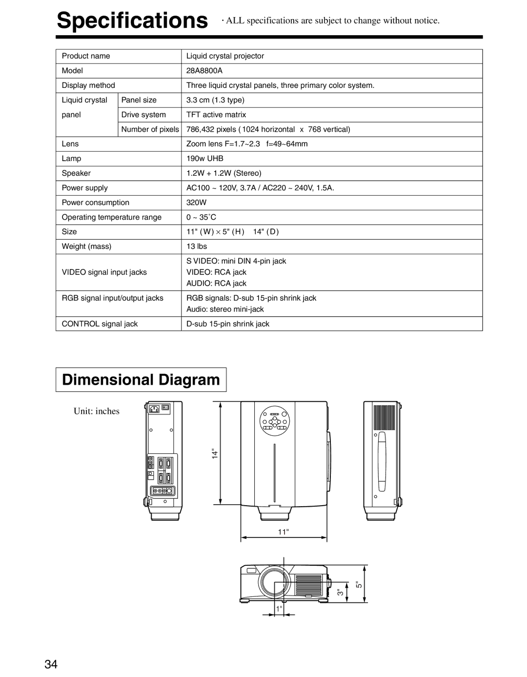 Dukane 28A8800A manual Dimensional Diagram 