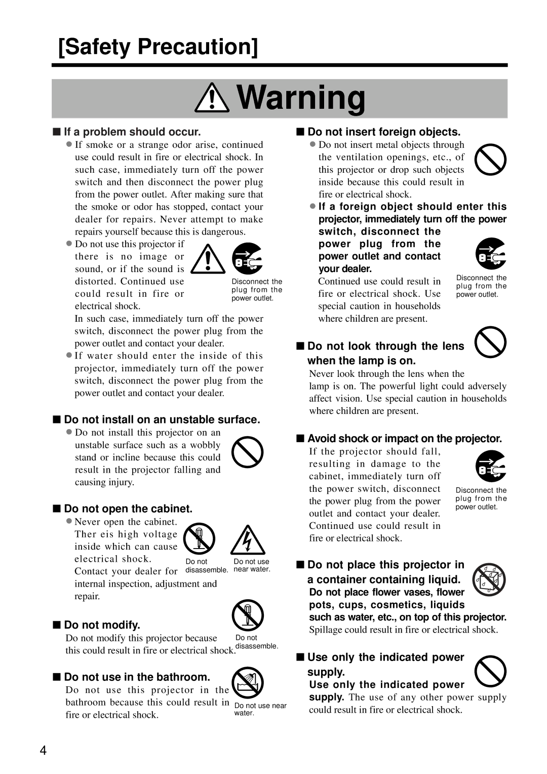 Dukane 28A8800A manual If a problem should occur, Do not install on an unstable surface, Do not insert foreign objects 