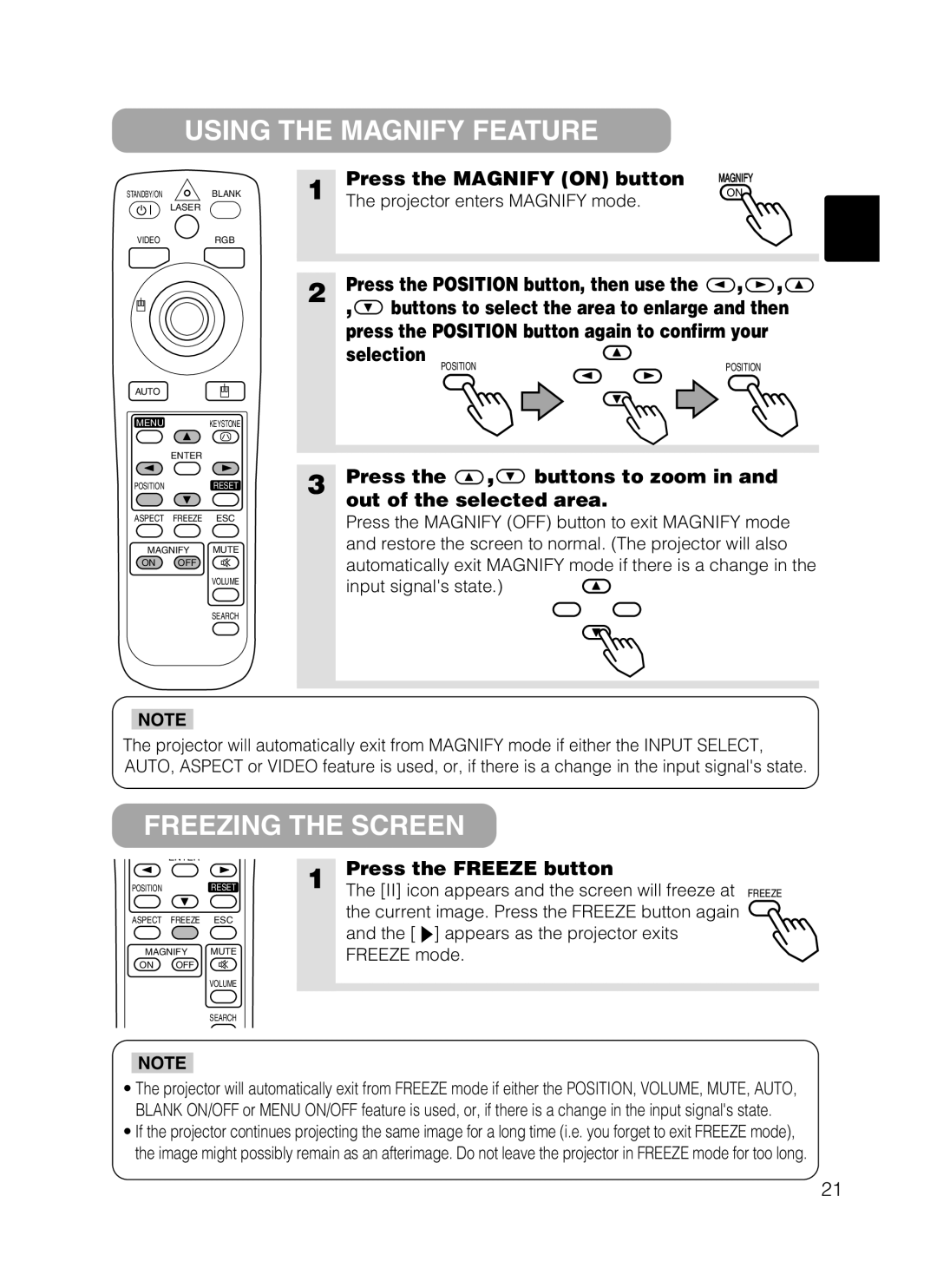 Dukane 28A8801A user manual Using the Magnify Feature, Freezing the Screen 