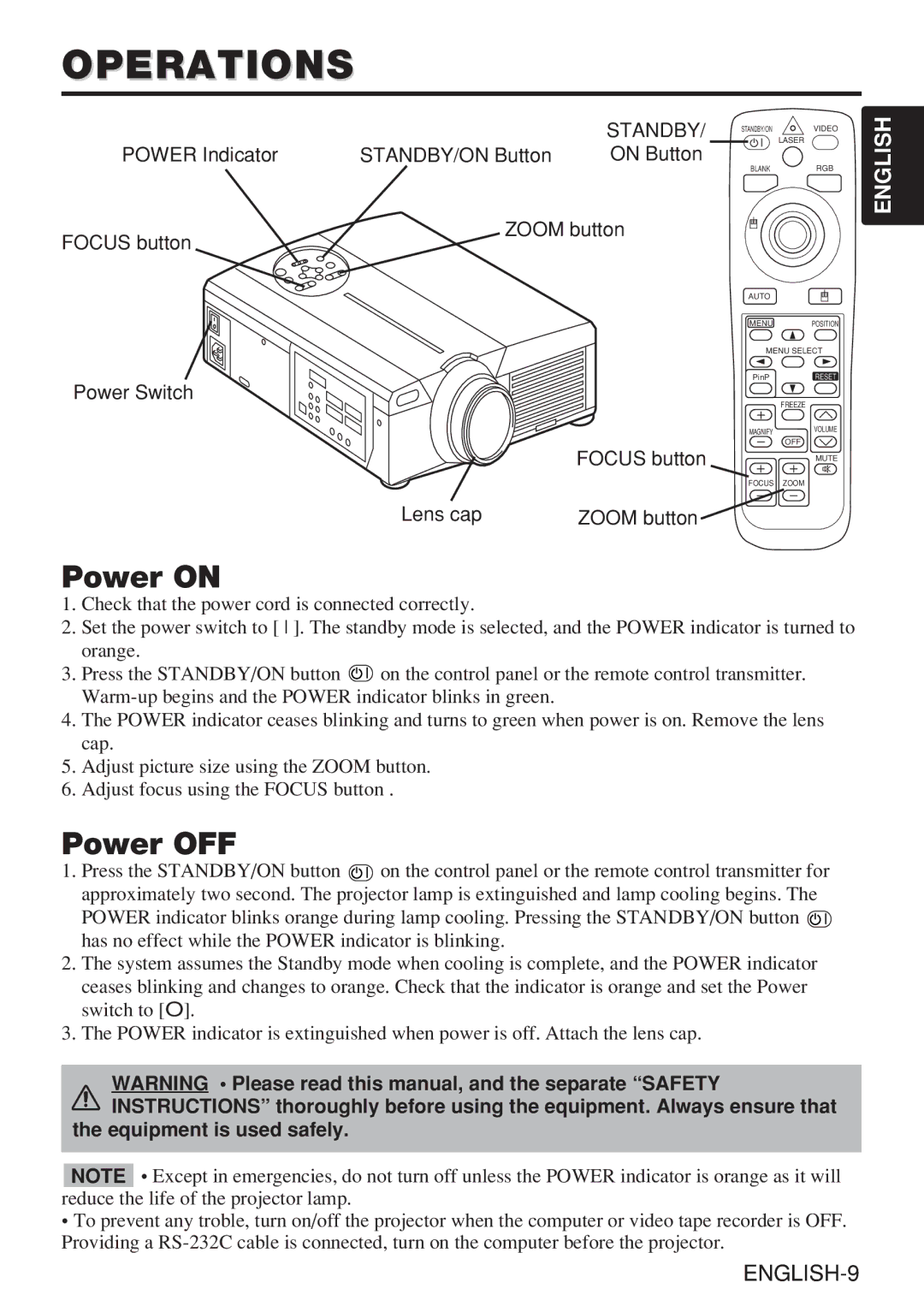 Dukane 28A8909 manual Operations, Power on, Power OFF, Equipment is used safely 