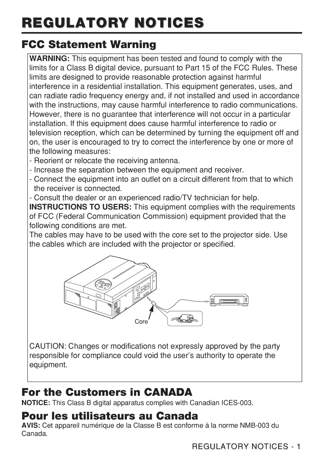 Dukane 28A8909 Regulatory Notices, FCC Statement Warning, For the Customers in Canada Pour les utilisateurs au Canada 