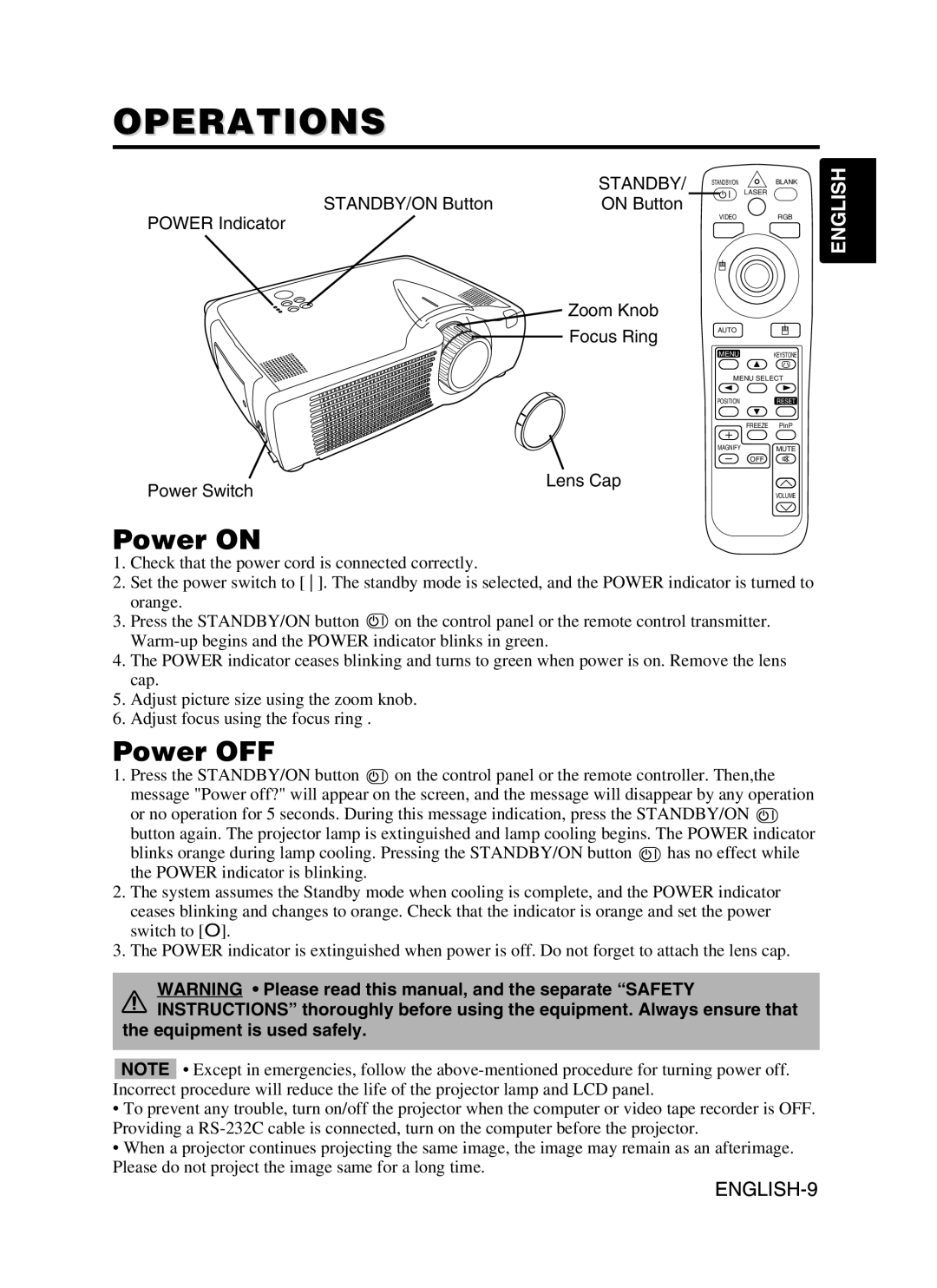 Dukane 28A8910 user manual Operations, Power on, Power OFF, Equipment is used safely 