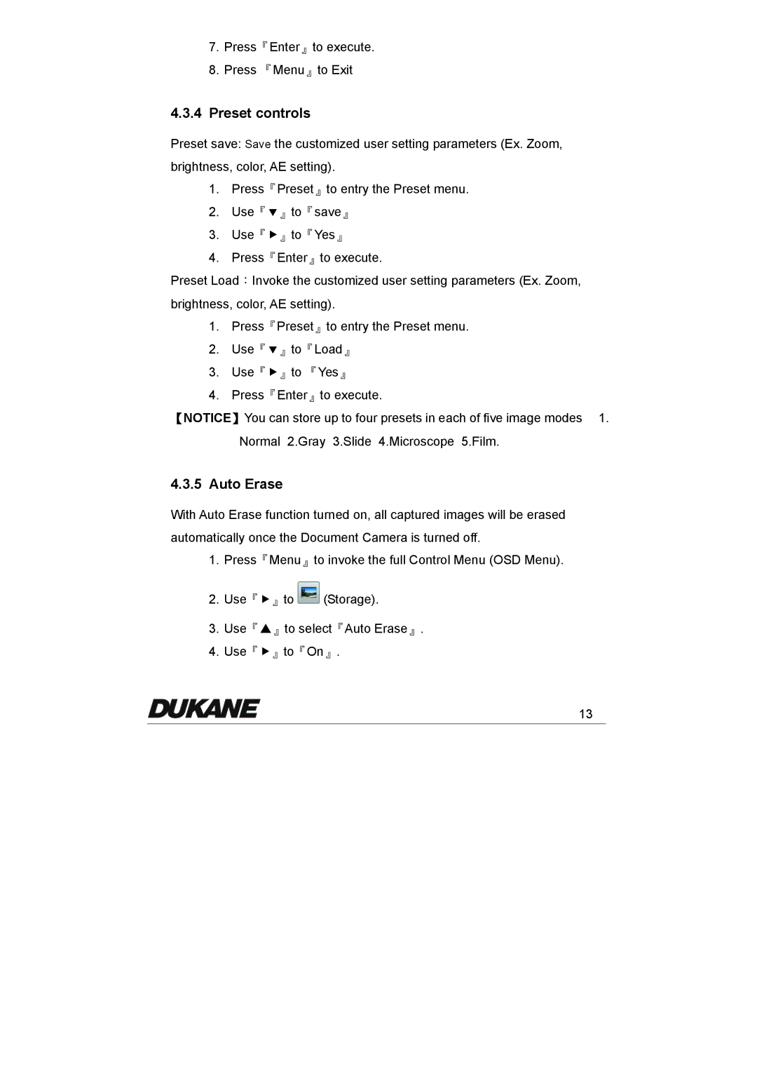 Dukane 335 manual Preset controls, Auto Erase 