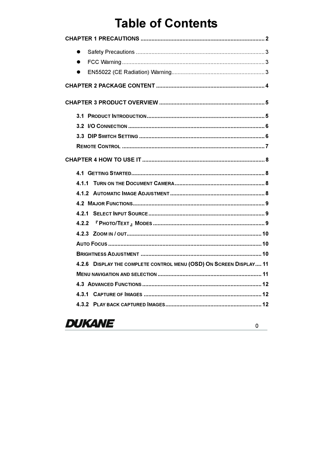 Dukane 335 manual Table of Contents 