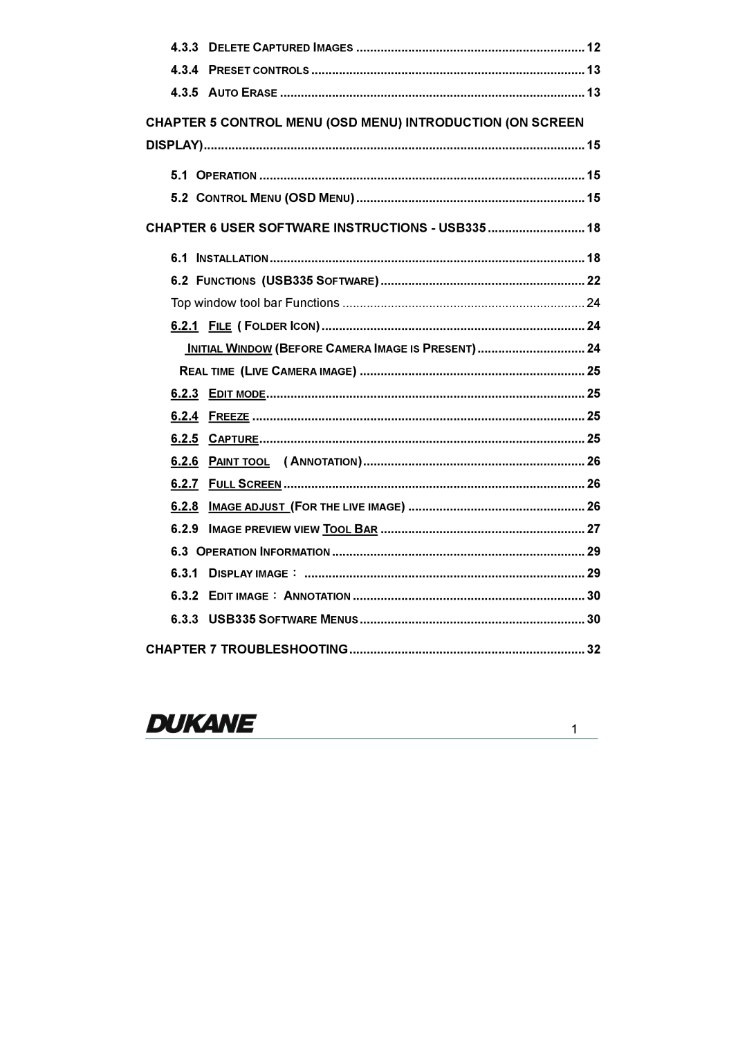 Dukane 335 manual Control Menu OSD Menu Introduction on Screen Display 