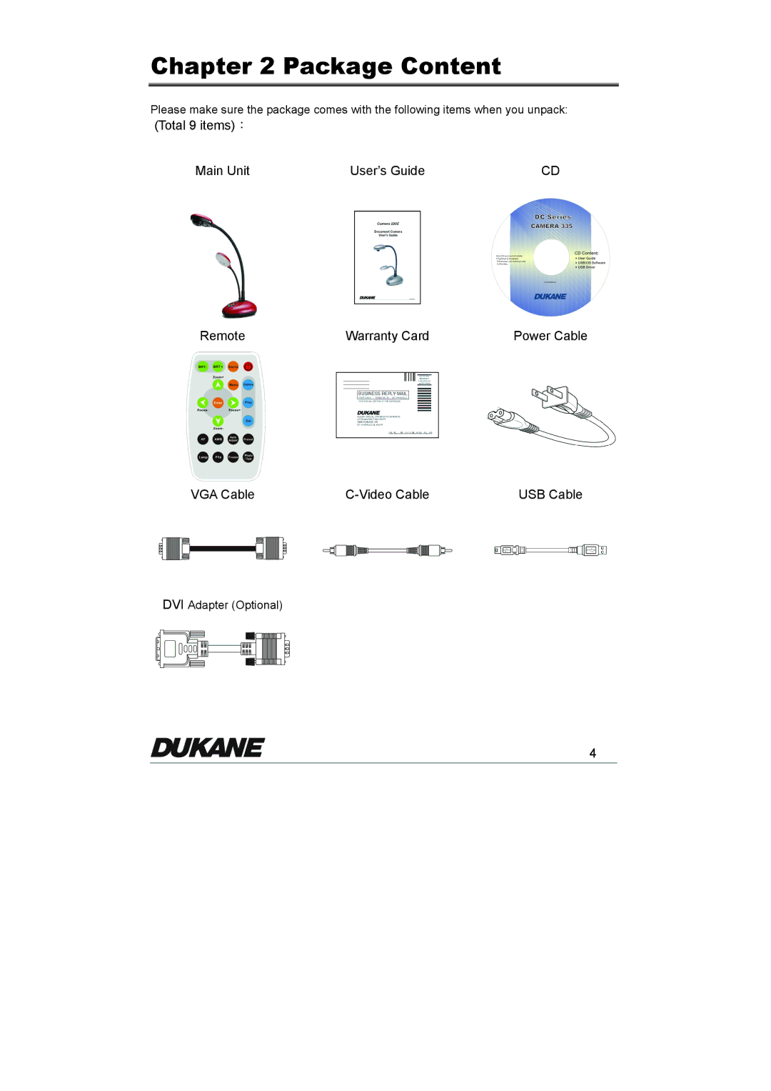 Dukane 335 manual Package Content 