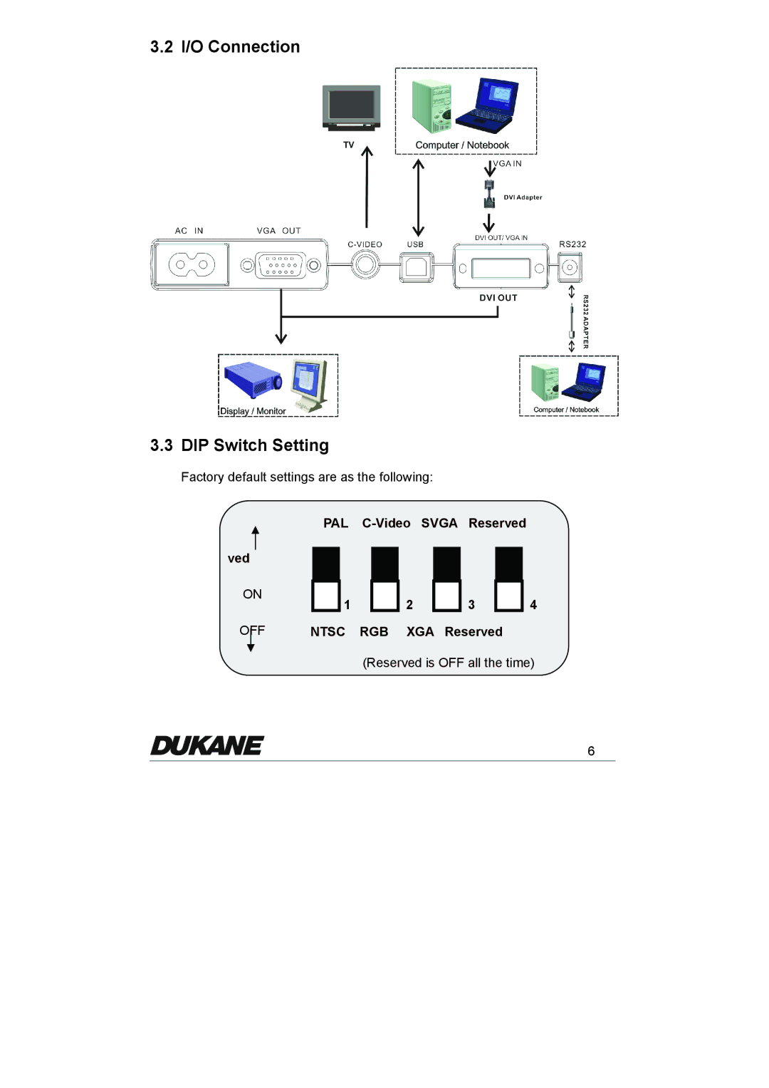 Dukane 335 manual I/O Connection DIP Switch Setting 