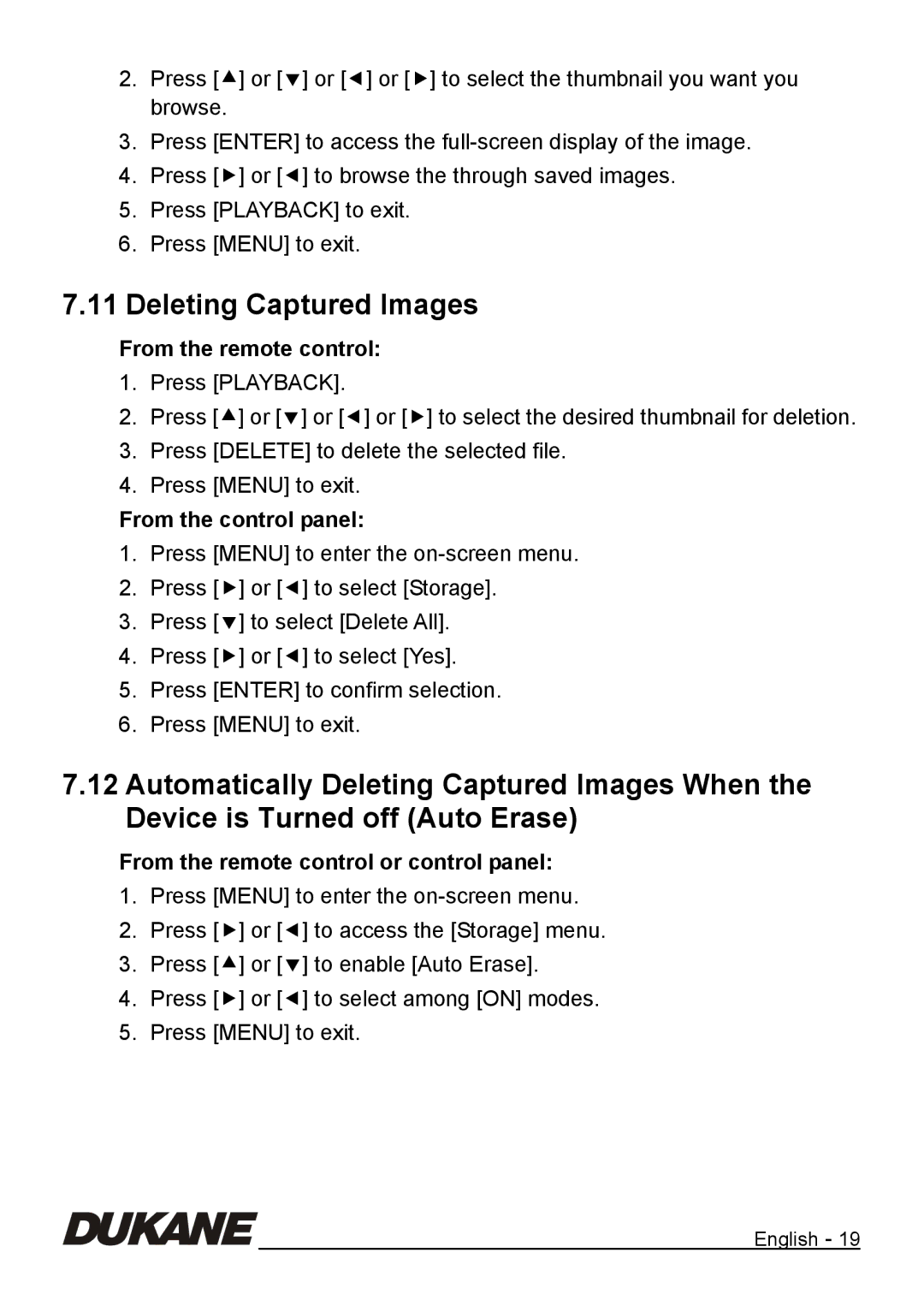 Dukane 335B manual Deleting Captured Images 