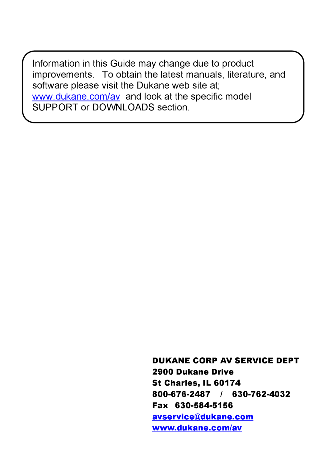 Dukane 335B manual Dukane Corp AV Service Dept 2900 Dukane Drive St Charles, IL 