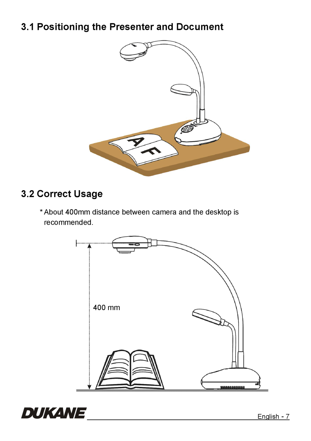 Dukane 335B manual Positioning the Presenter and Document Correct Usage 