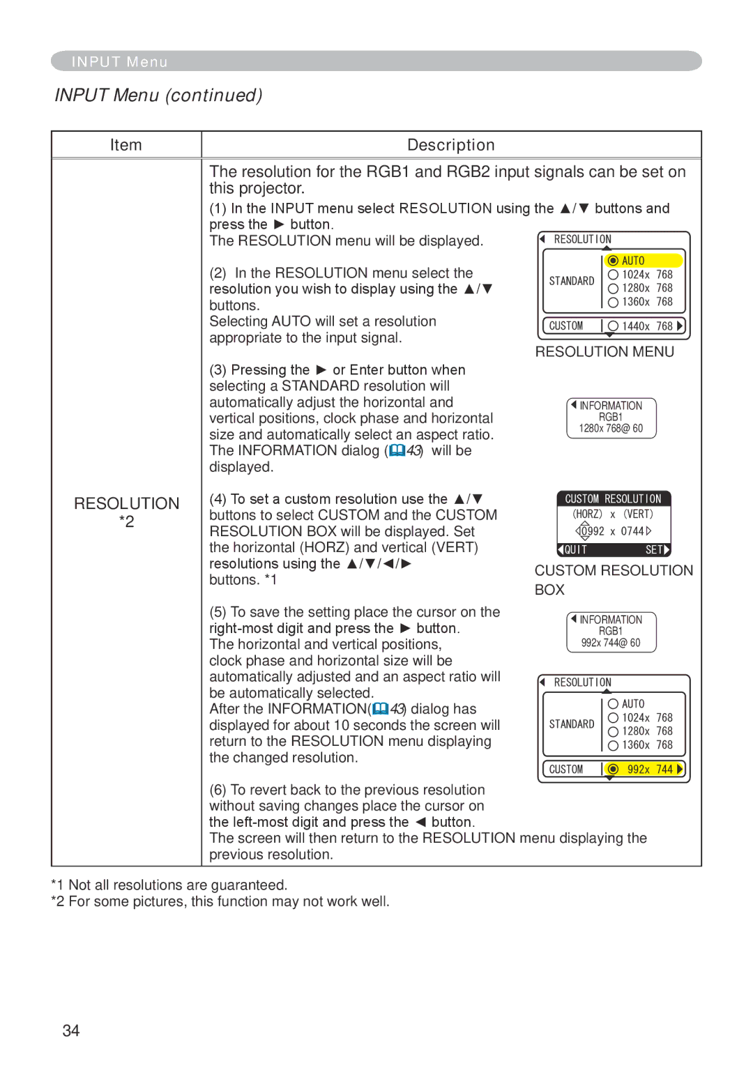 Dukane 401-8755E-01 user manual Custom Resolution 