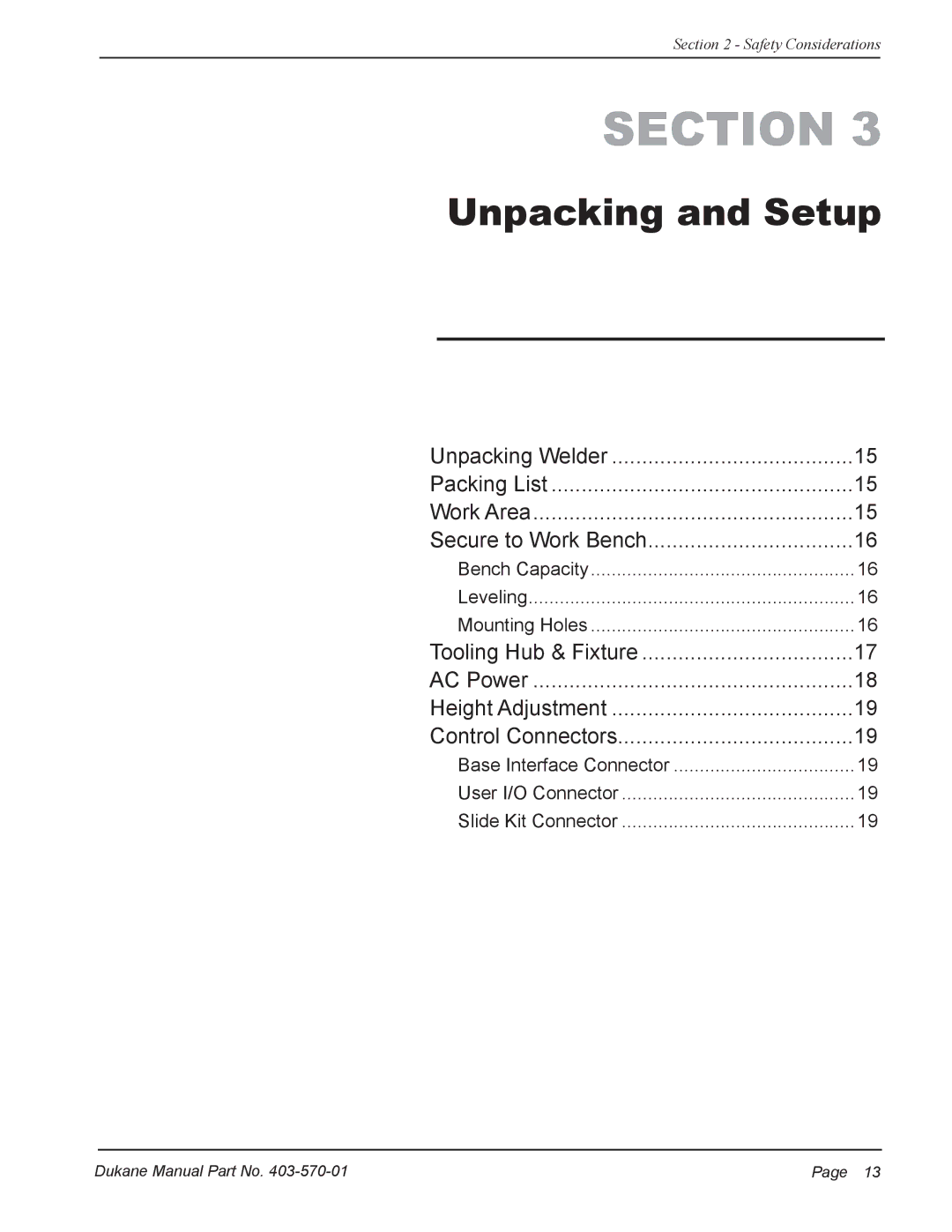 Dukane 403-570-01 user manual Unpacking and Setup 