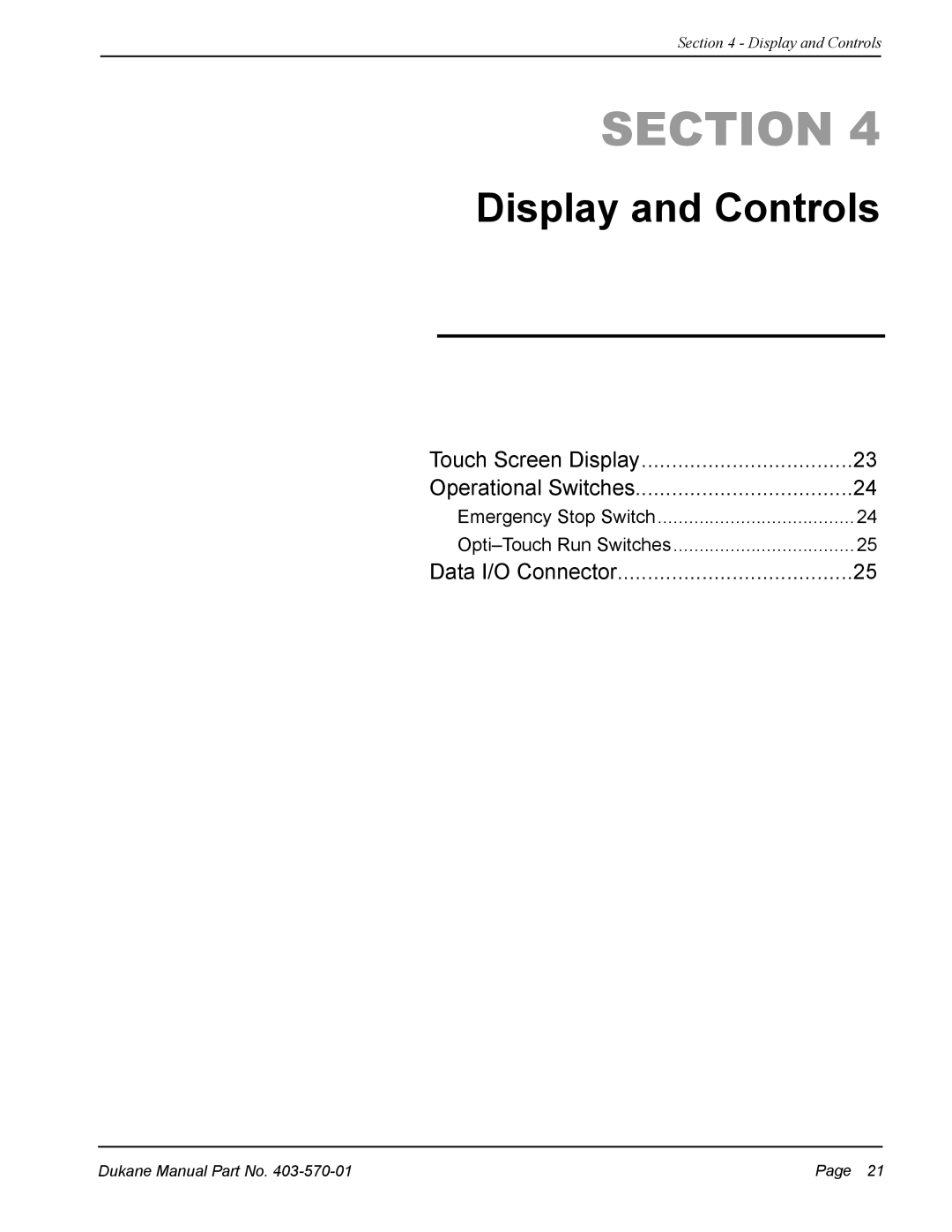 Dukane 403-570-01 user manual Display and Controls 