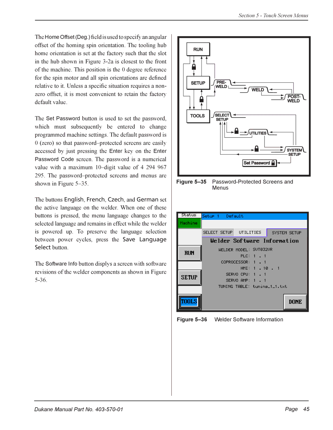 Dukane 403-570-01 user manual 35Password-Protected Screens and Menus 