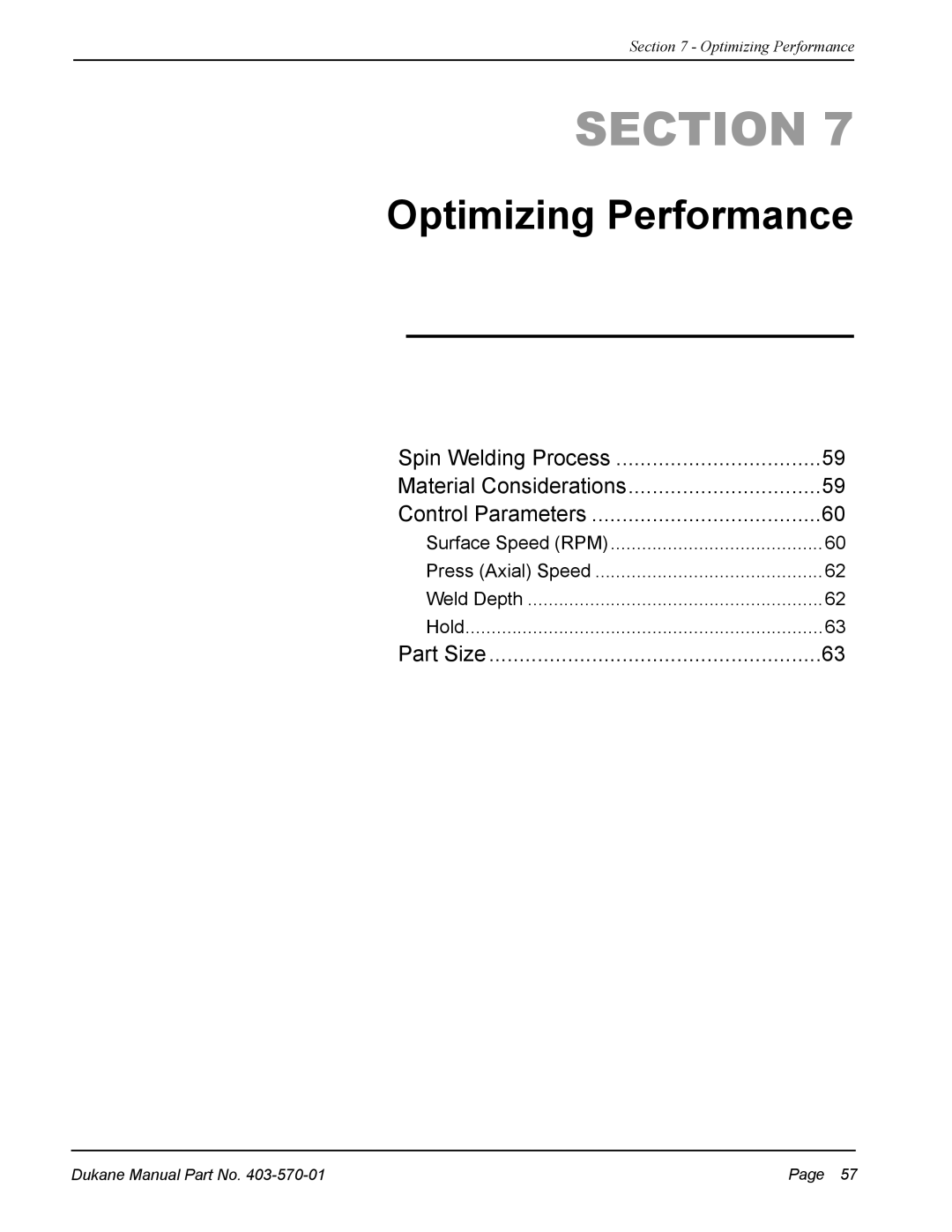 Dukane 403-570-01 user manual Optimizing Performance 