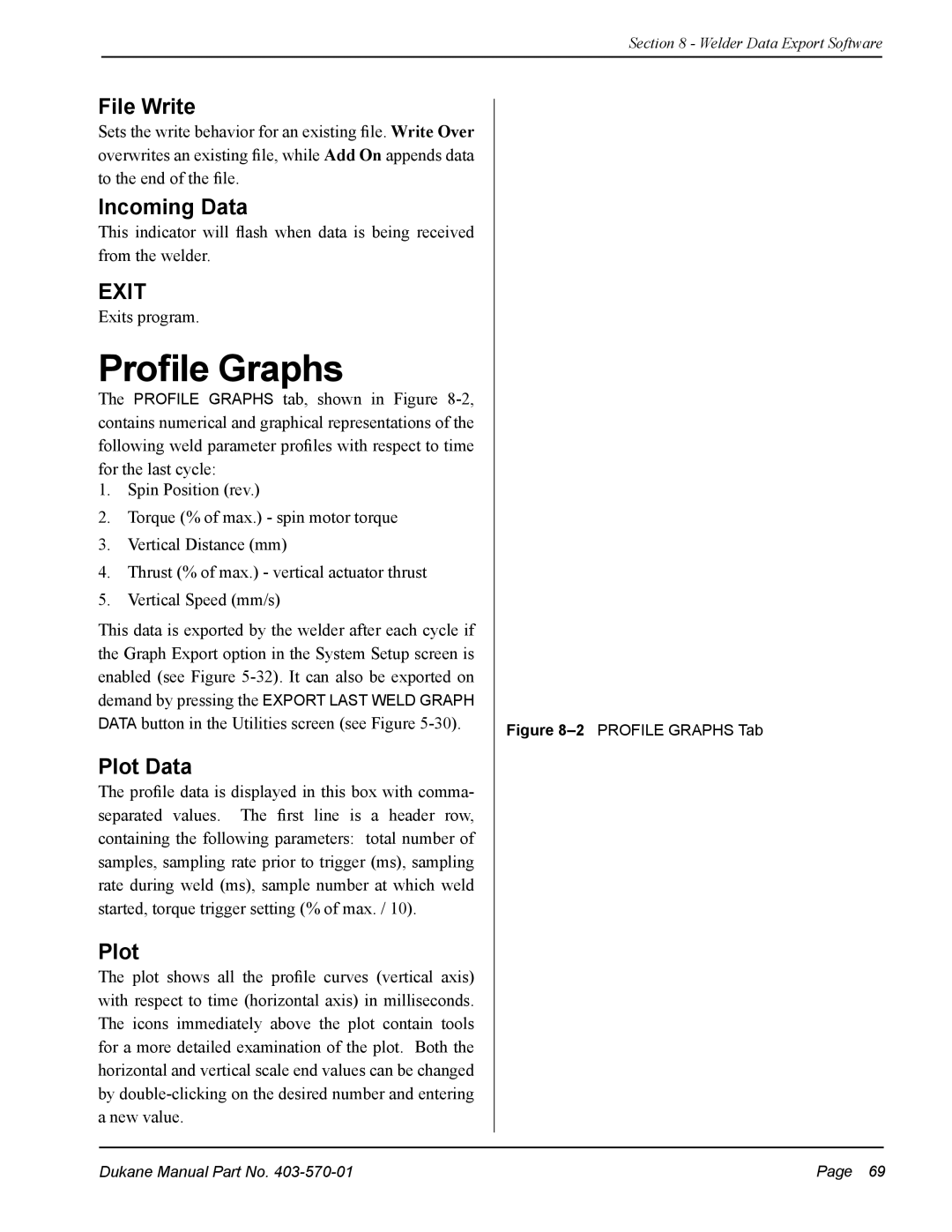 Dukane 403-570-01 user manual Profile Graphs, File Write, Incoming Data, Plot Data 