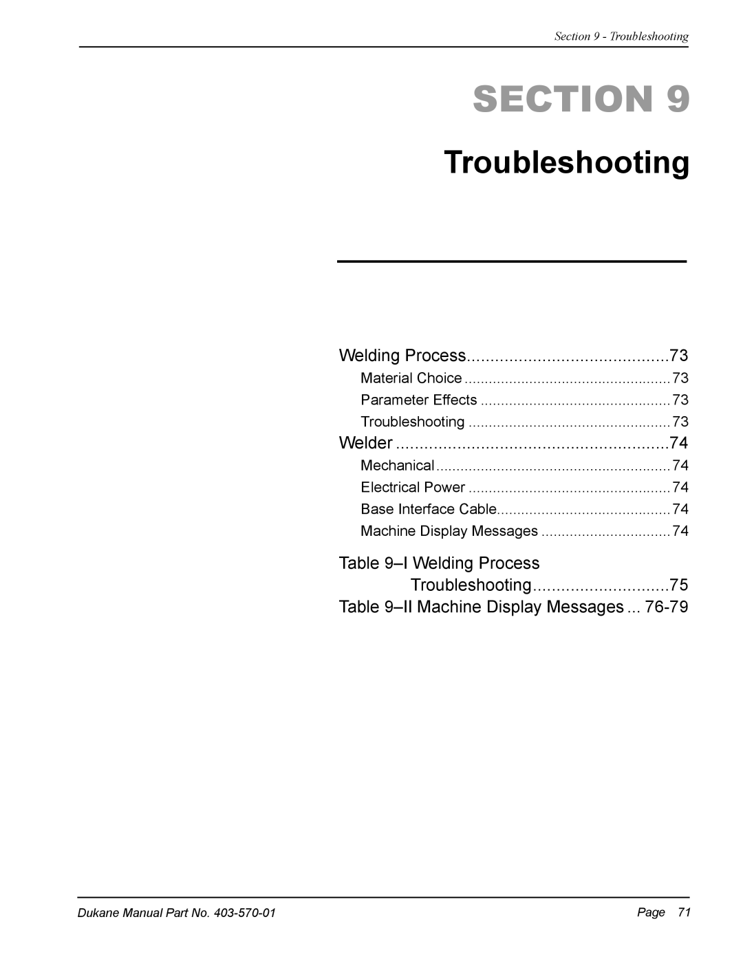 Dukane 403-570-01 user manual Troubleshooting, Welding Process 