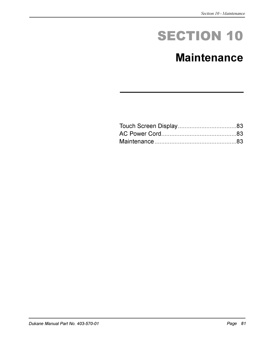 Dukane 403-570-01 user manual Maintenance 