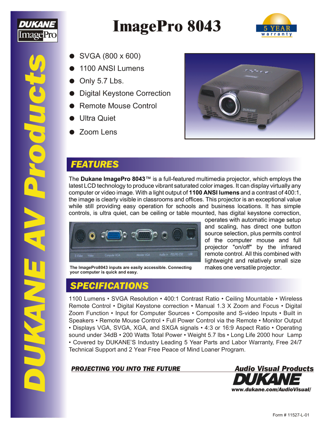 Dukane 8043 specifications Dukane AV Products 