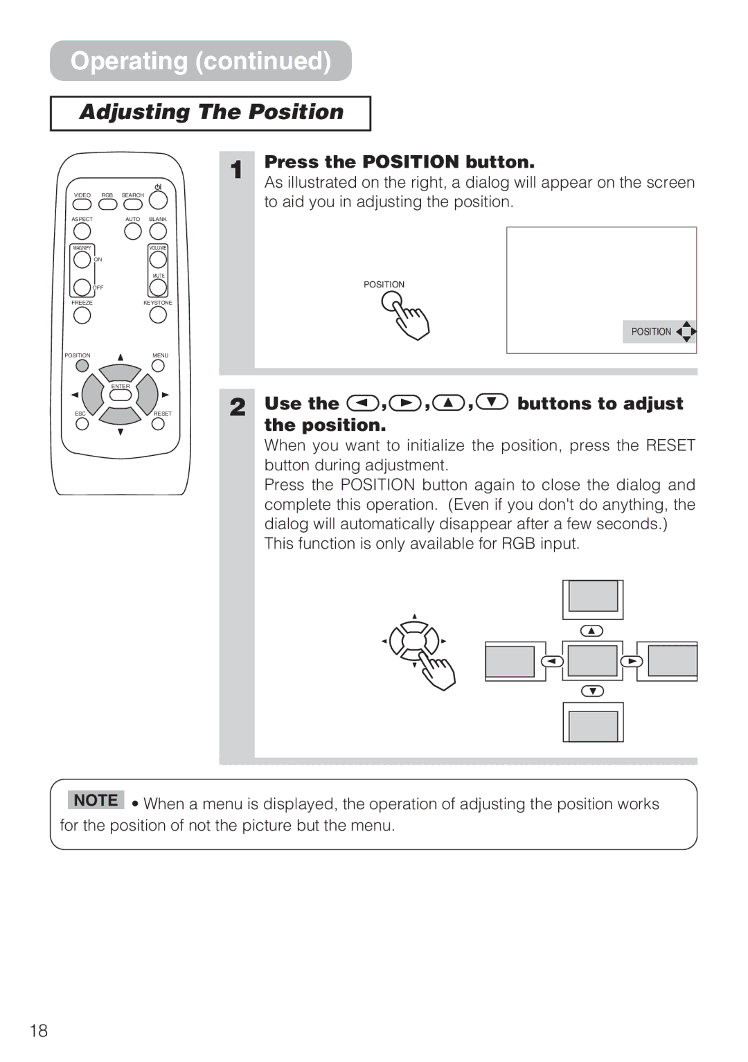 Dukane 8044 manual Adjusting The Position, Press the Position button, Use Buttons to adjust Position 